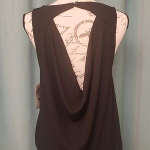 NWT Lily White Black Draped Top with ring size M
